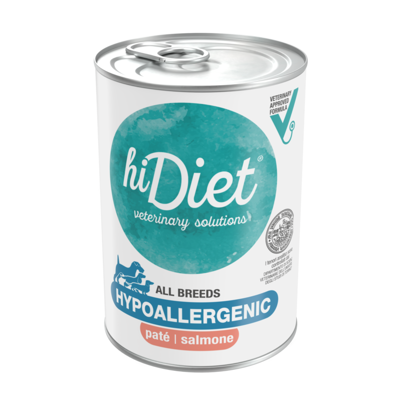 hi-diet-dog-hypoallergenic-pate-con-salmone-400g